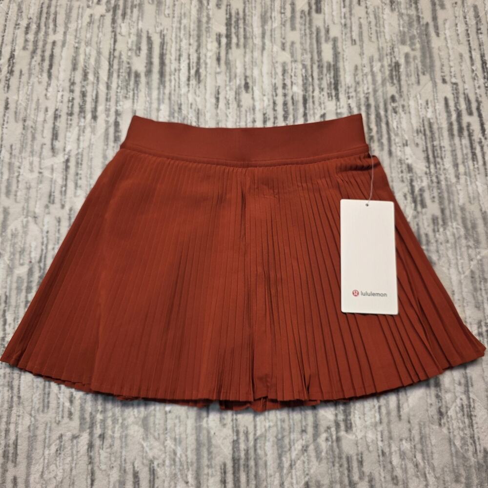 Lululemon Varsity High-Rise Pleated Tennis Skirt Orange ATRU Sz 2 $88 - Picture 3 of 12